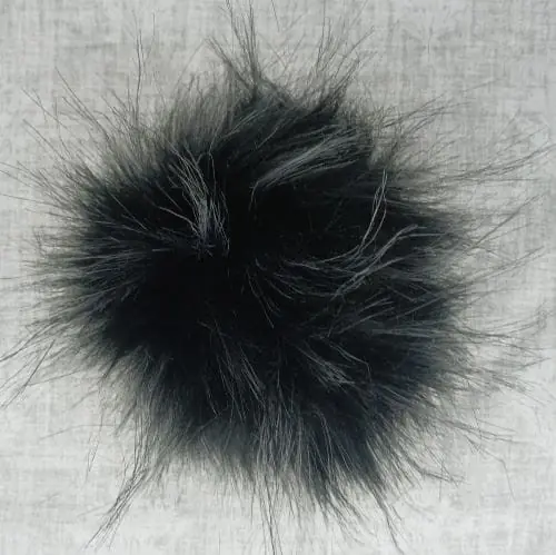 Wyprzedaż | Pompon do czapki 01 CZARNY CIENIOWANY 12 cm