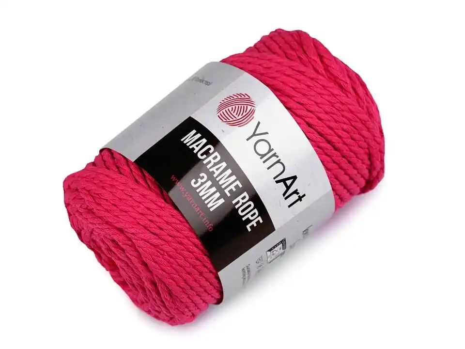 Produkt polecany | Sznurek Macrame Rope 3 mm kolor 803 neonowy róż YarnArt