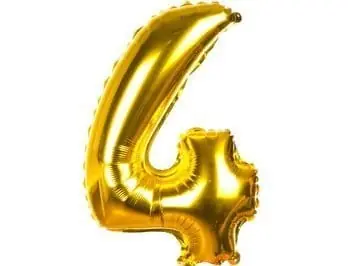Balon foliowy cyfra "4" złoty 40 cm - Zamów online