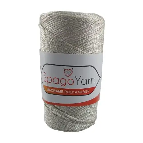 2 mm Macrame Poly Silver 16 ECRU I SREBRNY 200 g - Cena fabryczna