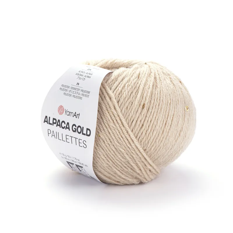 Alpaca Gold Paillettes 9302 beżowy - z cekinami - Top oferta