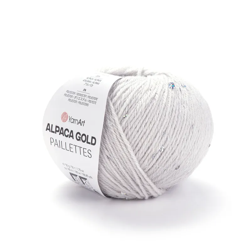 Alpaca Gold Paillettes 9303 jasny szary - z cekinami - Wysyłka od ręki