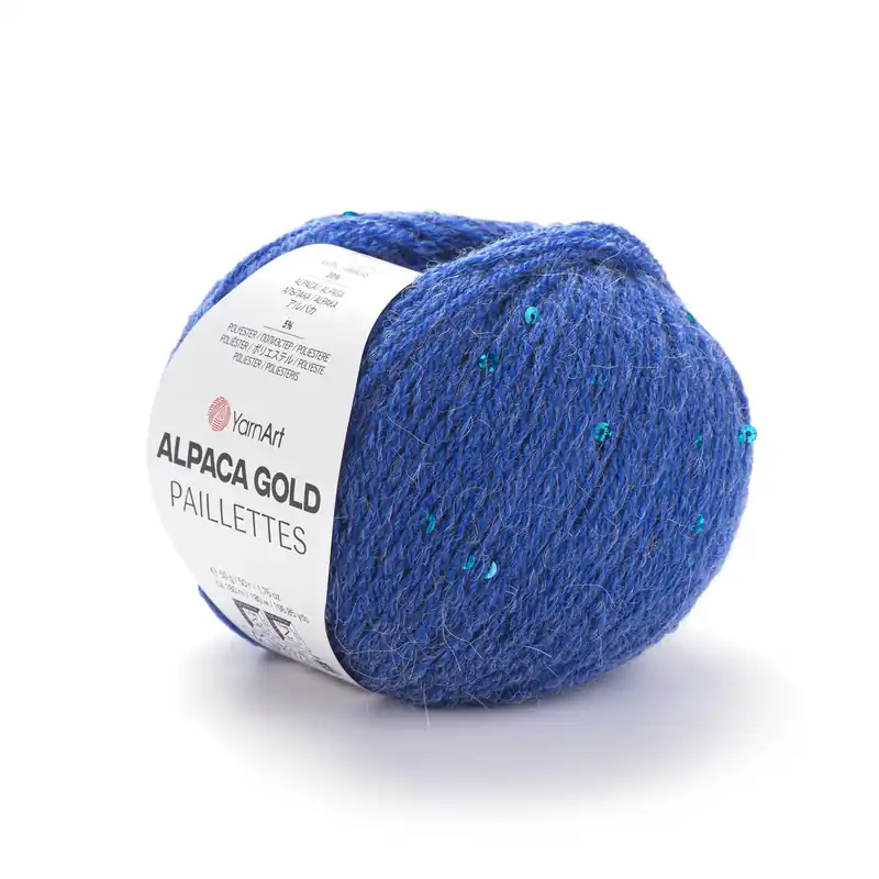 Alpaca Gold Paillettes 9309 kobaltowy - z cekinami - Produkt wysokiej jakości