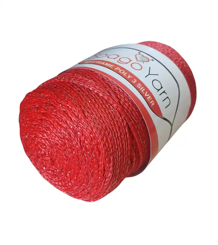1,5 mm Spagoyarn Poly Silver 100 CZERWONY i CZERWONY100 g | Produkt polecany