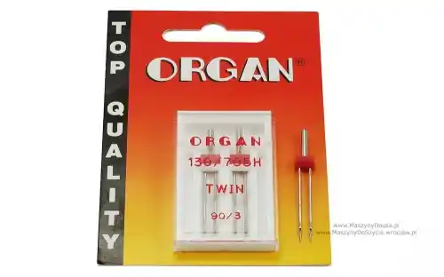 Wielka wyprzedaż | Igły podwójne ORGAN rozmiar 90 rozstaw 3 mm (2 szt.)